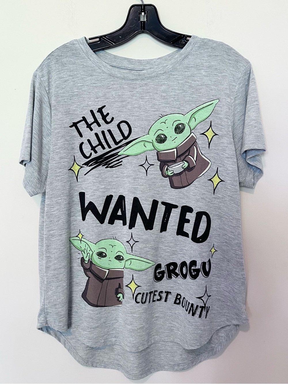 Star Wars Grey Kids Grogu 'Wanted' Graphic Tee